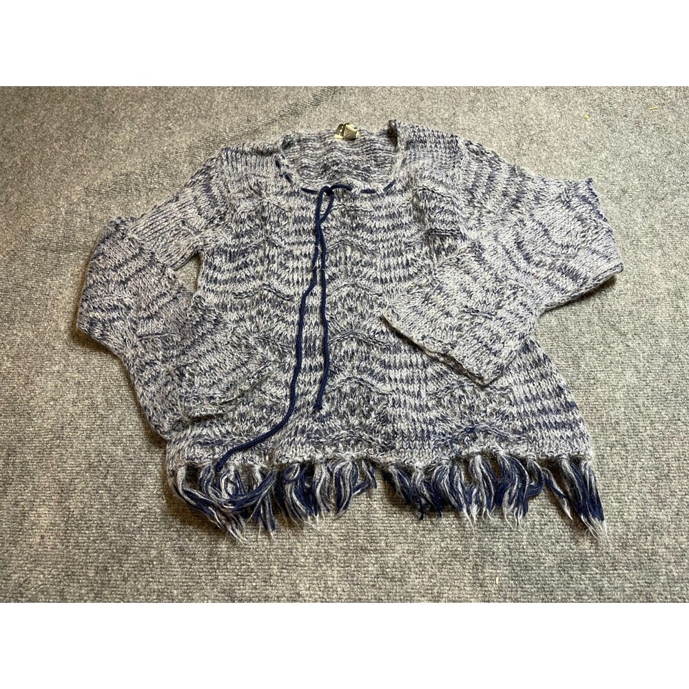 Twiggy Knit Sweater Womens Large Blue Acrylic Mohair blend Long Sleeve